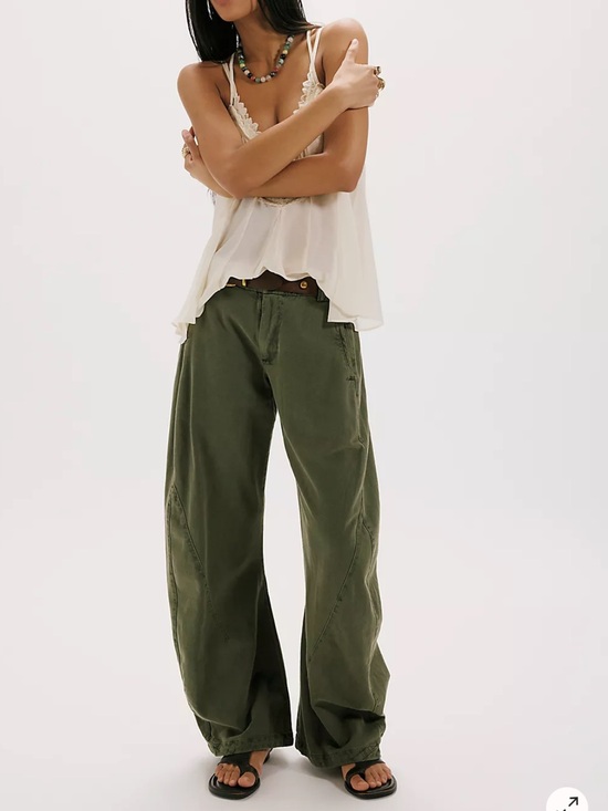Free People Pants - Free People Spotlight Washed Barrel Chino Trousers 0 Dusty Olive NWT Wide Pant